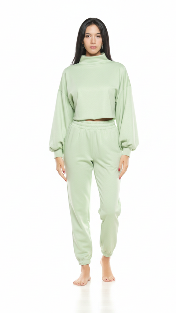 The Mint Ribbed Turtleneck Set