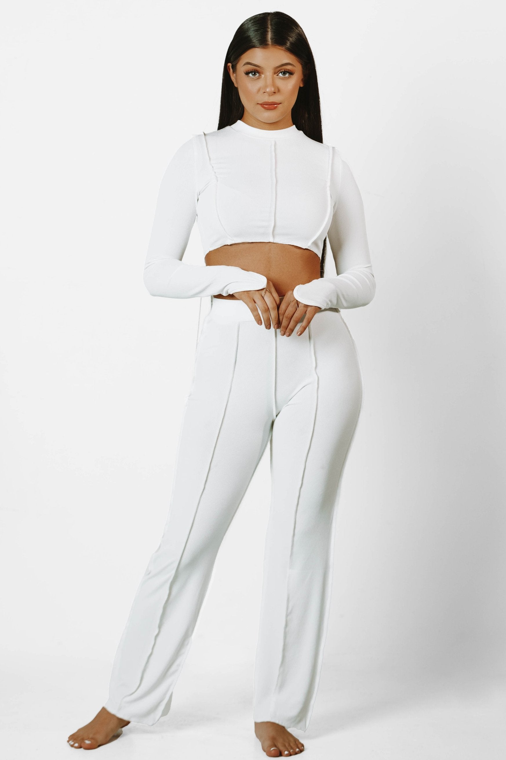 White Backless Chain Pant Set