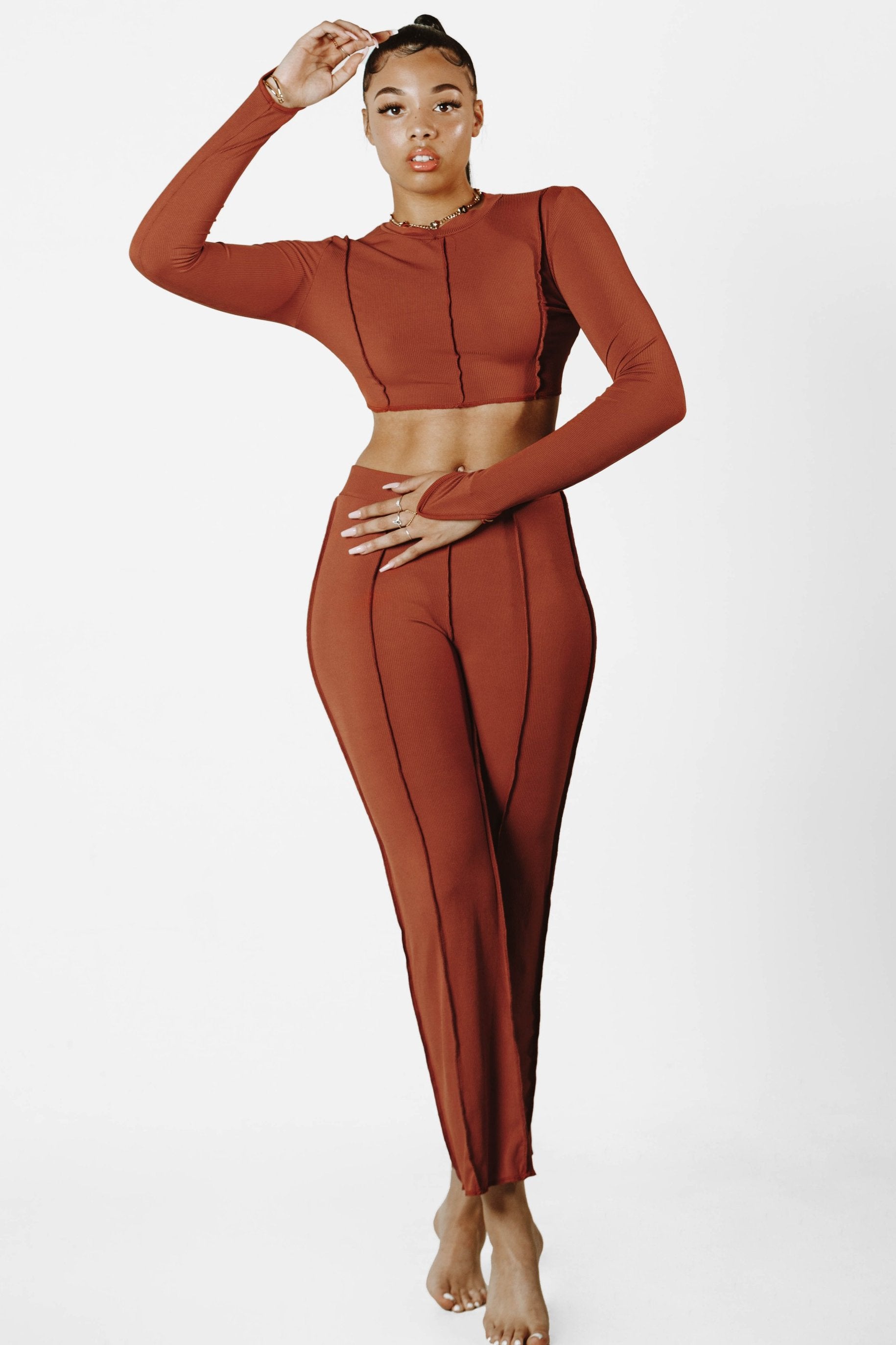Copper Backless Chain Pant Set