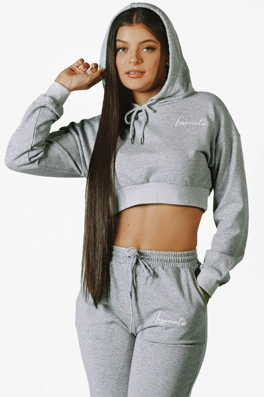 Grey LUX Cropped Hoodie