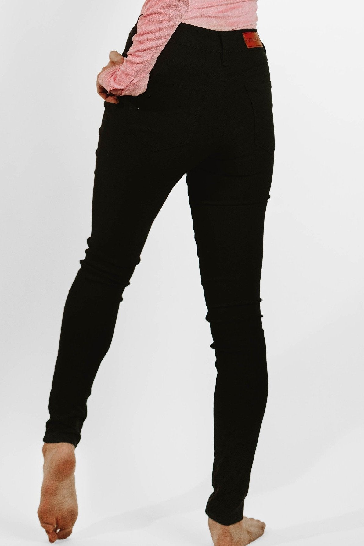 Black Hyperstretch Mid Rise Skinny Jeans