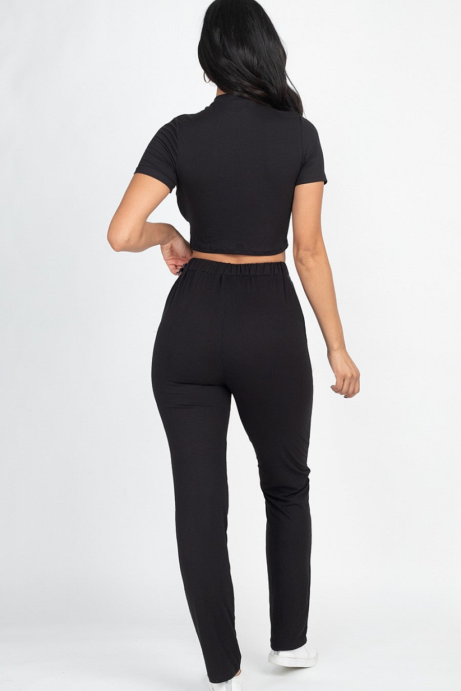 Black Cropped Tee & Pant Set