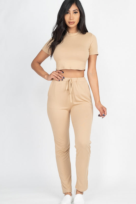 Safari Cropped Tee & Pant Set