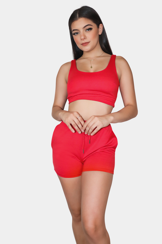 Cherry Nadia Fleece Short Set
