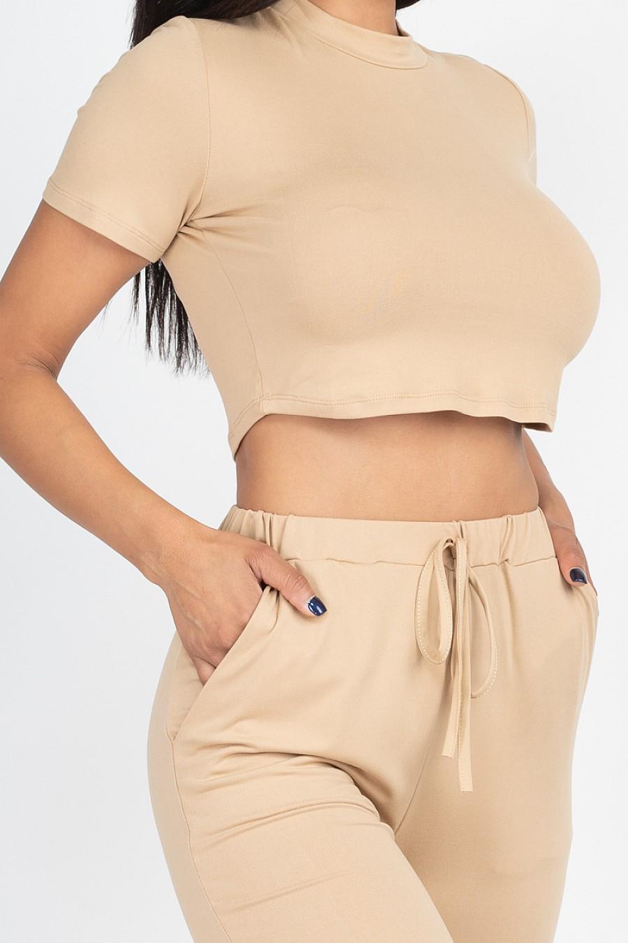 Safari Cropped Tee & Pant Set