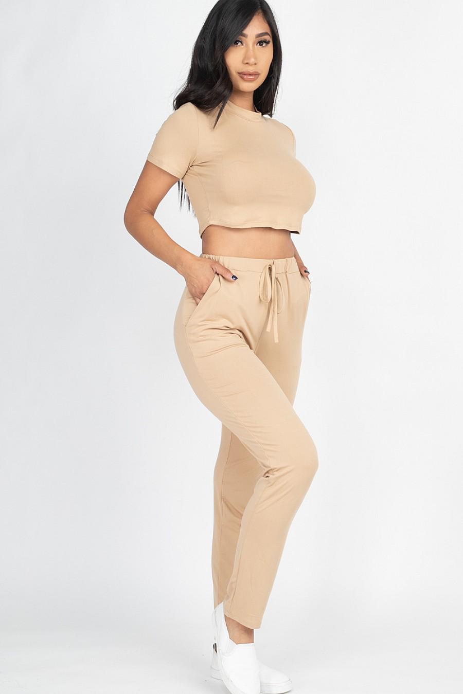 Safari Cropped Tee & Pant Set