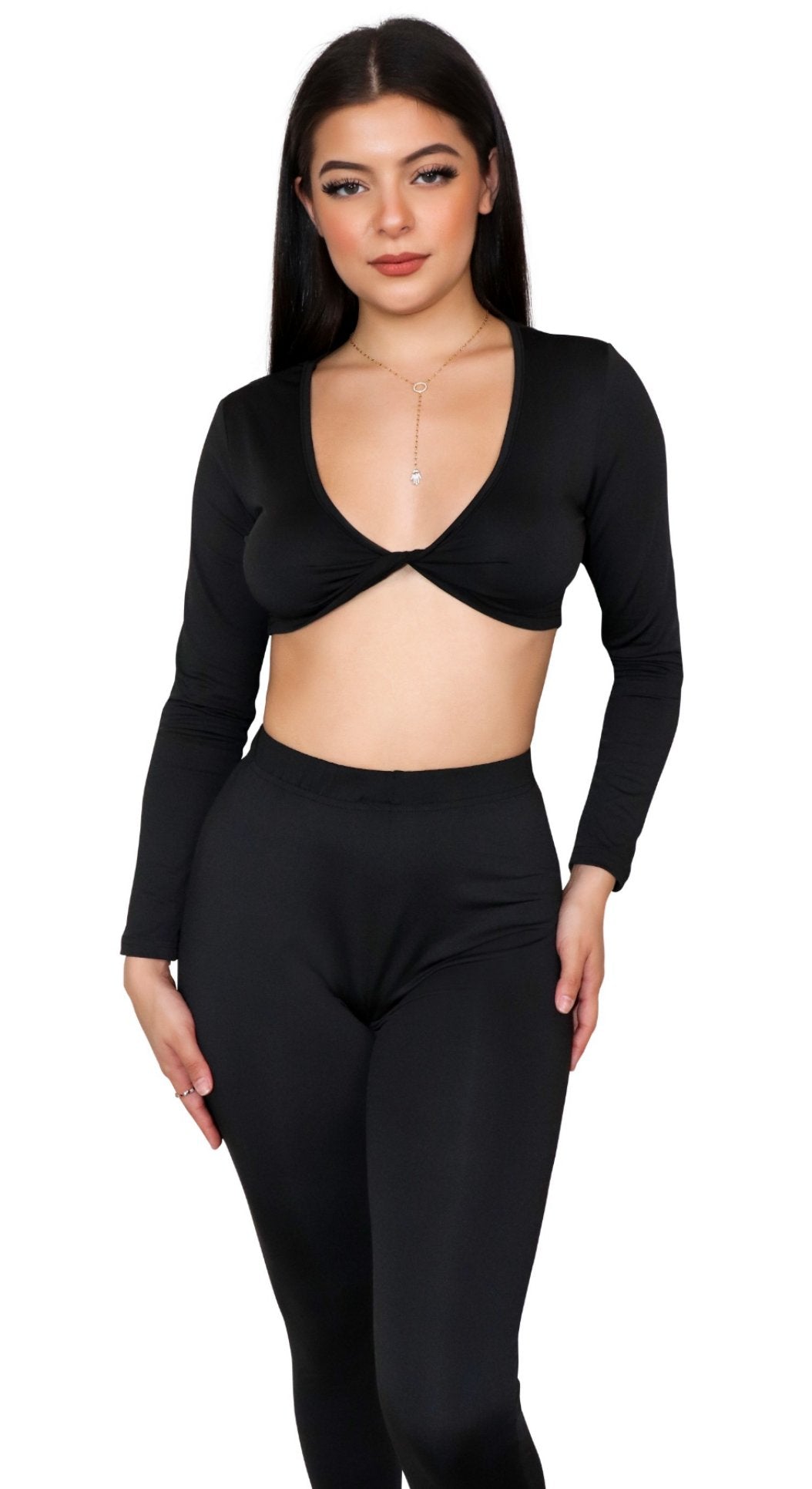 Miami Long Sleeve Cropped Top Pant Set