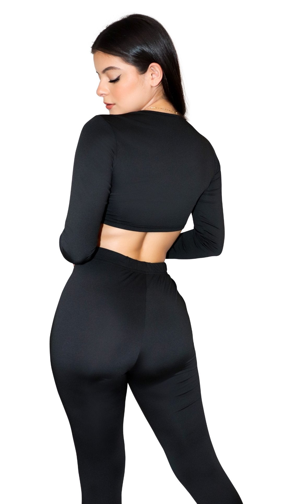 Miami Long Sleeve Cropped Top Pant Set