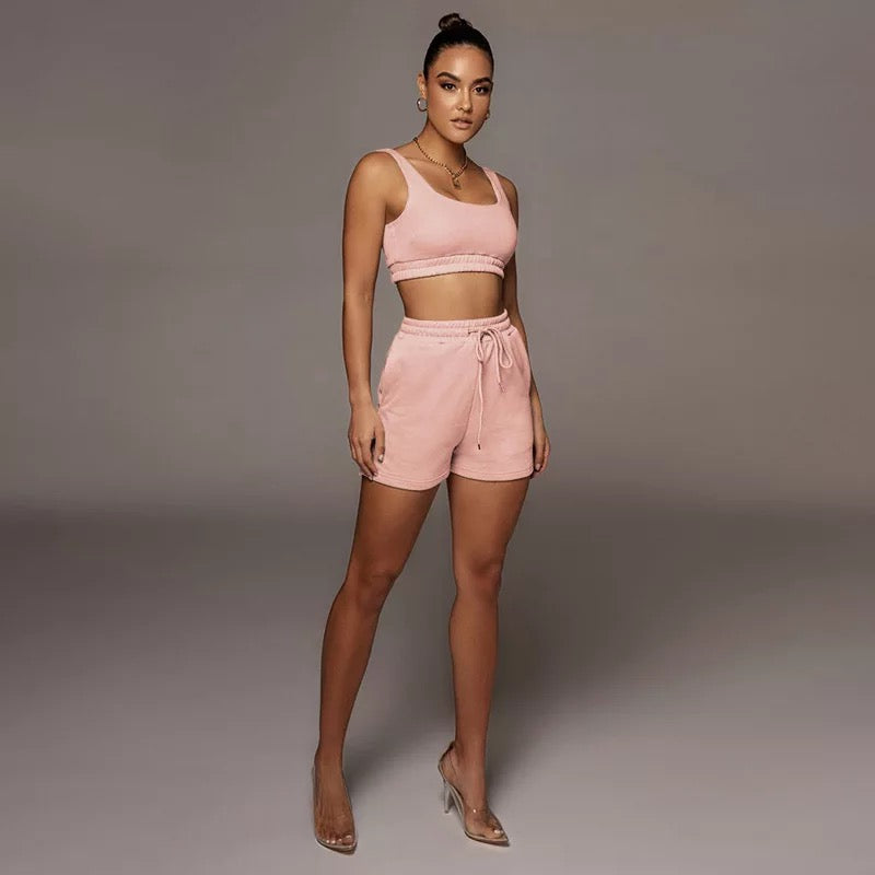 Pink Nadia Fleece Short Set