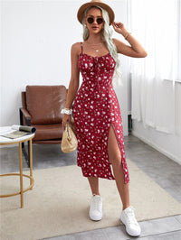 The Bordeaux Blossom Midi Dress