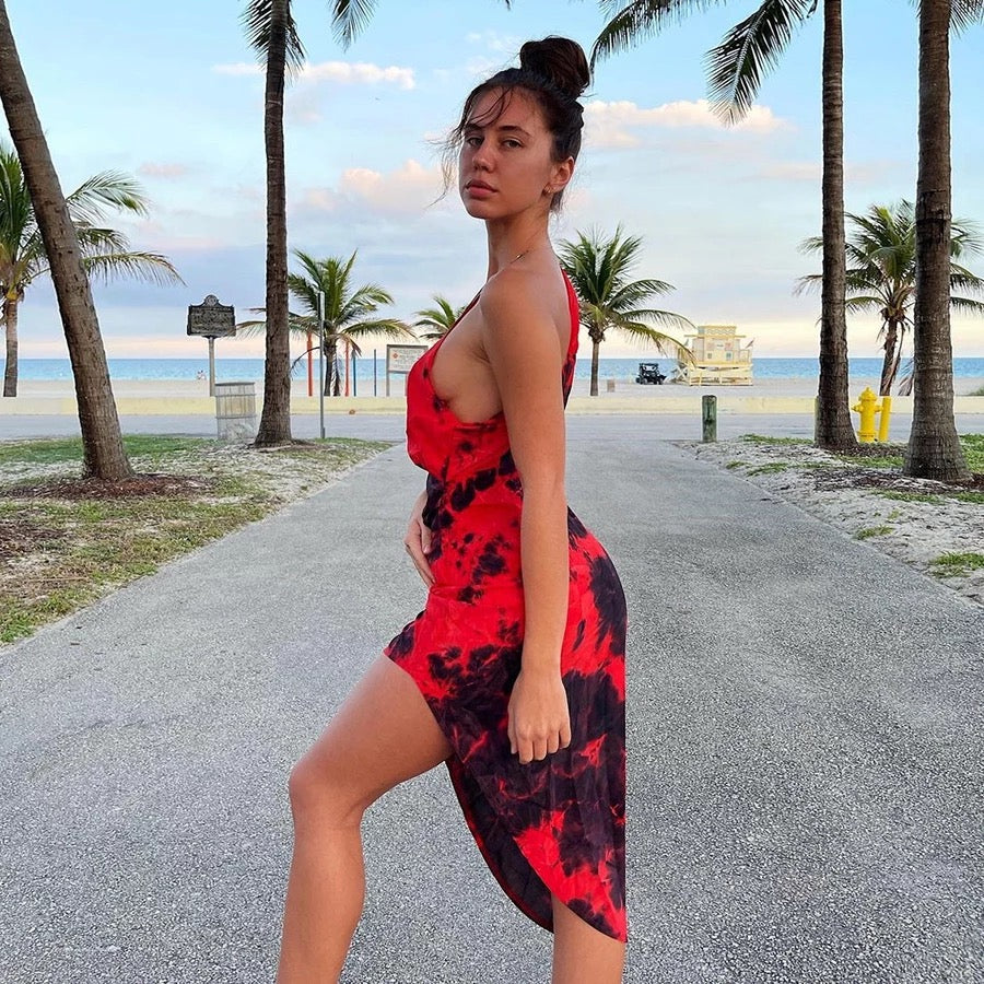 One Shoulder Leg Slit Dress
