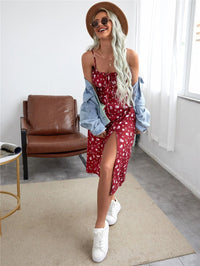 The Bordeaux Blossom Midi Dress